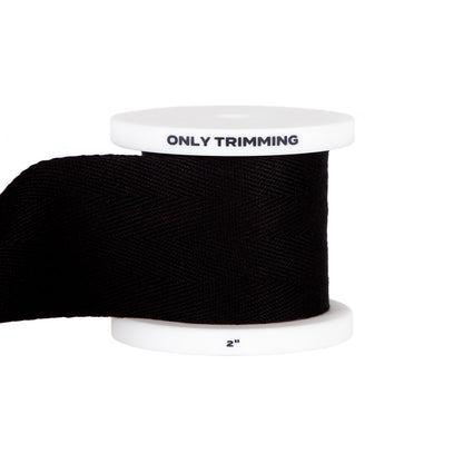 Herringbone Cotton Twill Tape Black