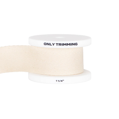 Herringbone Cotton Twill Tape Dyeable Natural Cotton 1 1/4 Inch