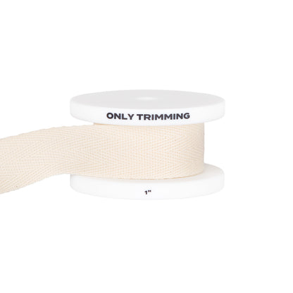 Herringbone Cotton Twill Tape Dyeable Natural Cotton 1 Inch